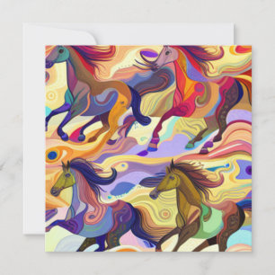 Cartes Pour Fêtes Annuelles Chevaux sauvages