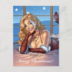 Cartes Pour Fêtes Annuelles Cheveux blond, Illustration de beauté bleu teint -