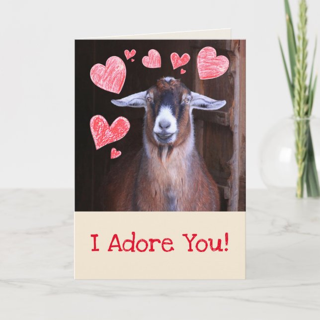 Cartes Pour Fêtes Annuelles Chèvre avec un écrasement Saint-Valentin (Devant)