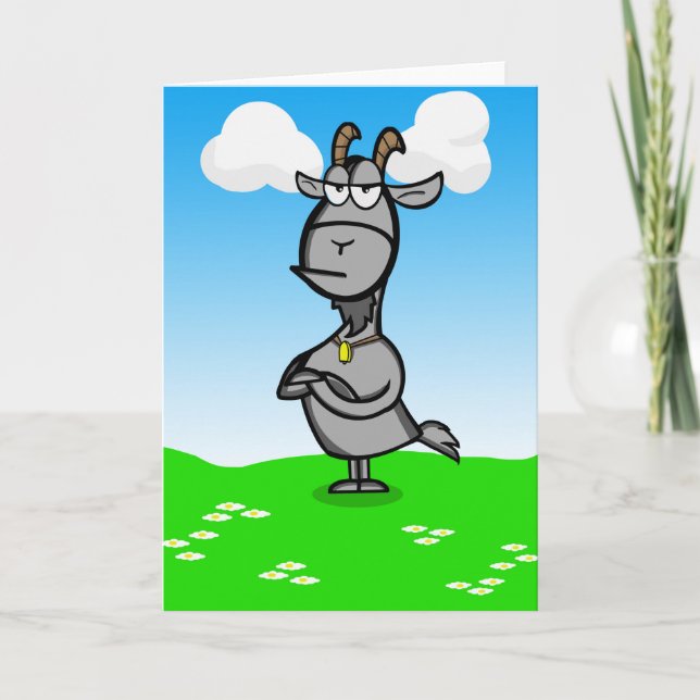 Cartes Pour Fêtes Annuelles Chèvre contrariée de bande dessinée (Devant)