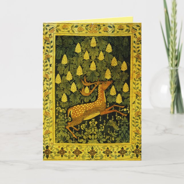 Cartes Pour Fêtes Annuelles CHÈVRE FLEUVE, FLEURS CHESTNUT TREE vert Jaune (Devant)
