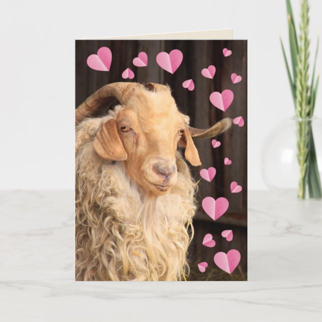Cartes Pour Fêtes Annuelles Chèvre romantique amusante Saint-Valentin (Devant)