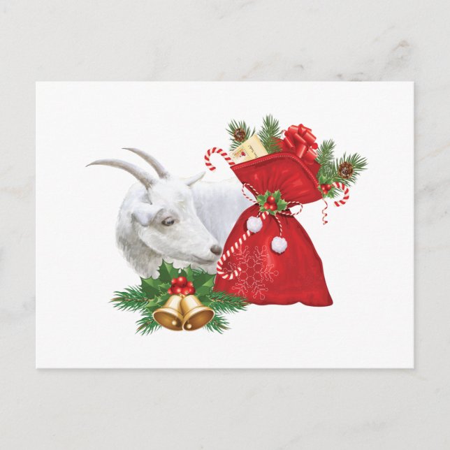 Cartes Pour Fêtes Annuelles Chèvre Saanen Avec Esprit De Vacances (Devant)