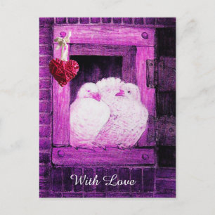 CARTES POUR FÊTES ANNUELLES CHÈVRES BLANCS DANS LA FENÊTRE ROSE L'AMOUR DE JOU