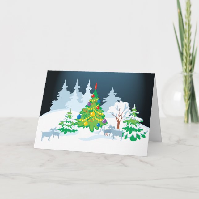 Cartes Pour Fêtes Annuelles Chèvres sereines de Noël la nuit (Devant)
