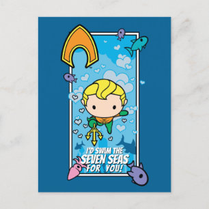 Cartes Pour Fêtes Annuelles Chibi Aquaman - Je nagerai Les Sept Mers