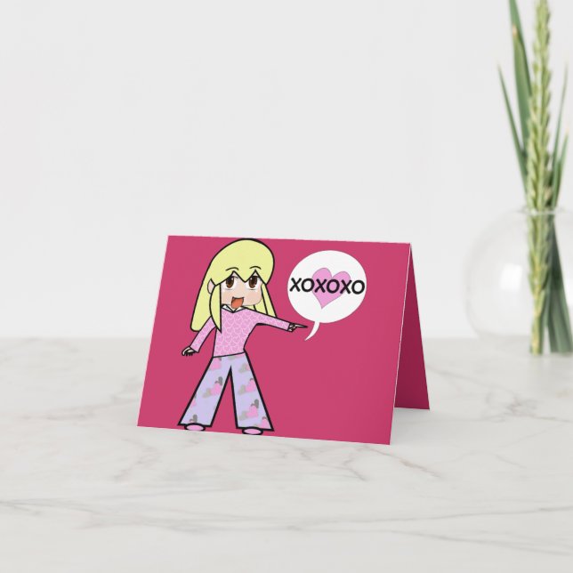 Cartes Pour Fêtes Annuelles Chibi Valentine Hearts (Devant)