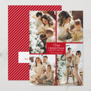 Cartes Pour Fêtes Annuelles Chic 4 Collage Photo Rouge Joyeux Noël
