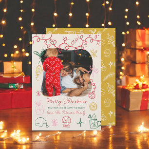 Cartes Pour Fêtes Annuelles Chic boho quirky illustration fun photo Noël