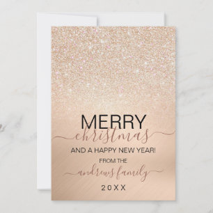 Cartes Pour Fêtes Annuelles Chic Champagne Parties scintillant d'or Noël métal