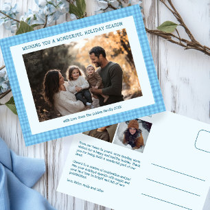 Cartes Pour Fêtes Annuelles Chic En vichy Hanoukka Noël Custom 3 Photo