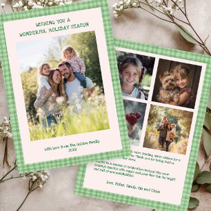 Cartes Pour Fêtes Annuelles Chic En vichy Noël Rose Vert Custom 5 Photo