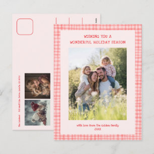 Cartes Pour Fêtes Annuelles Chic En vichy rose rouge Noël Custom 3 Photo