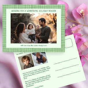Cartes Pour Fêtes Annuelles Chic En vichy Vert Noël Custom 3 Photo