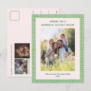 Cartes Pour Fêtes Annuelles Chic En vichy Vert Noël Custom 3 Photo