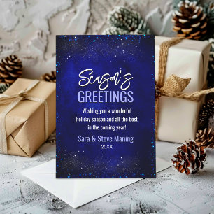 Cartes Pour Fêtes Annuelles Chic et élégant bleu faux parties scintillant Noël