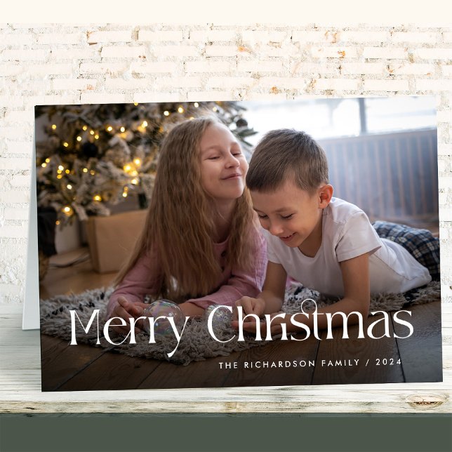 Cartes Pour Fêtes Annuelles Chic et élégant | Joyeux Noël photo repliée (Créateur téléchargé)