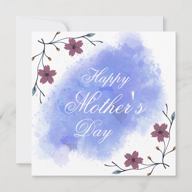 Cartes Pour Fêtes Annuelles Chic floral violet blanc moderne écriture mère (Devant)