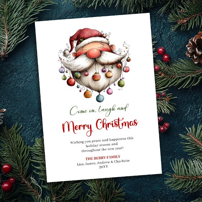 Cartes Pour Fêtes Annuelles Chic Funny Santa Hand Drawn Red Green Greeting  (Chic Funny Santa Hand Drawn Red Green Greeting Card)
