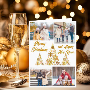 Cartes Pour Fêtes Annuelles Chic Gold Joyeux Noël Bonne année Collage