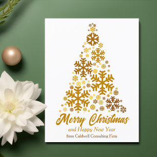 Cartes Pour Fêtes Annuelles Chic Gold Snowflakes Joyeux Christmas Tree Company
