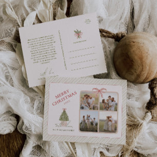 Cartes Pour Fêtes Annuelles Chic Grandmillennial Coquette Noël Quatre photos