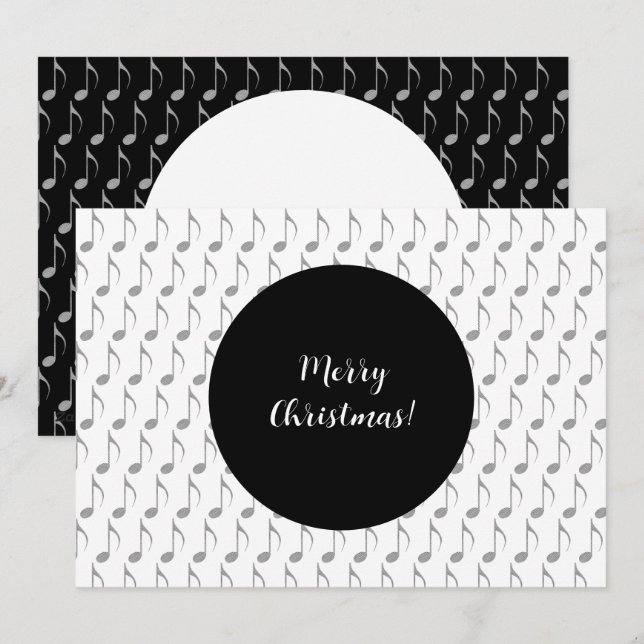 Cartes Pour Fêtes Annuelles Chic Houndstooth Notes musicales Joyeux Noël (Devant / Derrière)