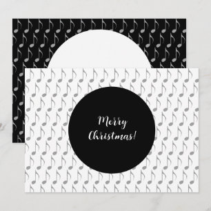Cartes Pour Fêtes Annuelles Chic Houndstooth Notes musicales Joyeux Noël