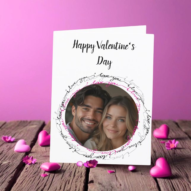 Cartes Pour Fêtes Annuelles Chic I Love You Valentine photo personnalisée (Chic I Love You Valentine custom photo Holiday Card)