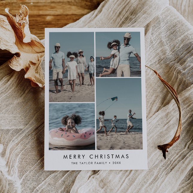 Cartes Pour Fêtes Annuelles Chic Joyeux Noël 4 Photo Famille (Créateur téléchargé)