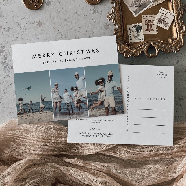 Cartes Pour Fêtes Annuelles Chic Joyeux Noël Année En Revue 3 Photo (Créateur téléchargé)