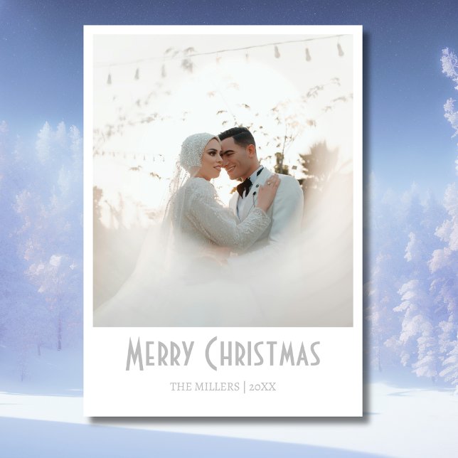 Cartes Pour Fêtes Annuelles Chic Joyeux Noël photo nouvellement mariée gris cl (Créateur téléchargé)