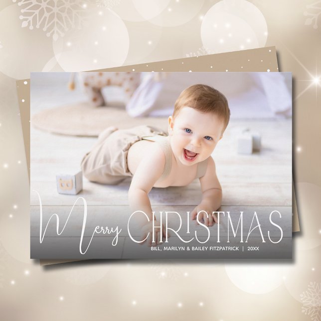 Cartes Pour Fêtes Annuelles Chic Joyeux script de Noël Photo (Créateur téléchargé)