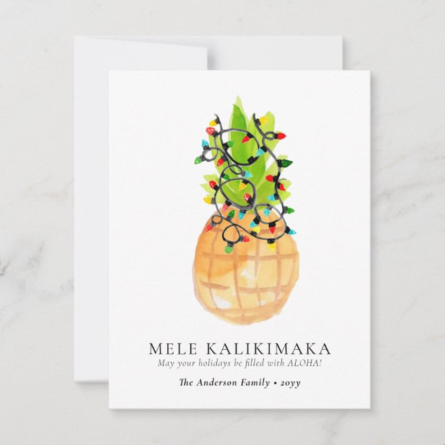 Cartes Pour Fêtes Annuelles Chic Mele Kalikimaka Ananas Noël hawaïen (Devant)