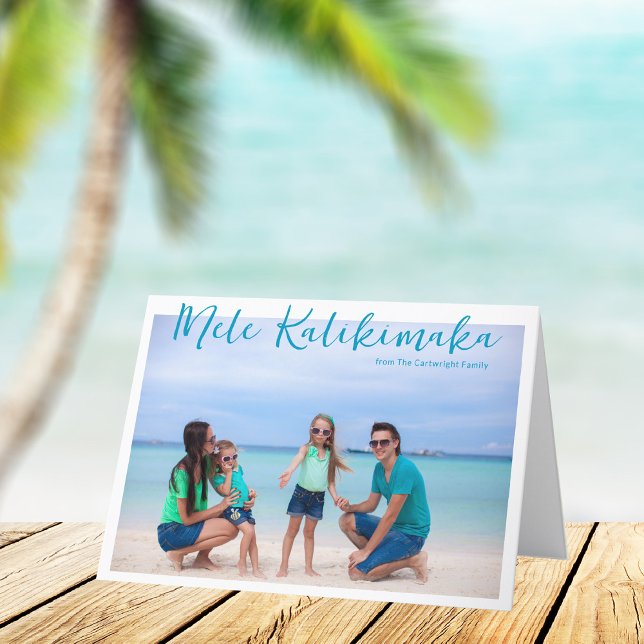 Cartes Pour Fêtes Annuelles Chic Mele Kalikimaka Beach Photo de Noël repliée (Créateur téléchargé)