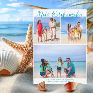 Cartes Pour Fêtes Annuelles Chic Mele Kalikimaka Famille Photo Collage Côtière