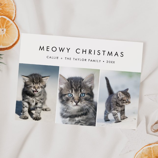 Cartes Pour Fêtes Annuelles Chic Meowy Noël Nouveau Chat Photo Famille (Créateur téléchargé)