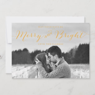CARTES POUR FÊTES ANNUELLES CHIC MERRY ET BRIGHT GOLD STRIPES