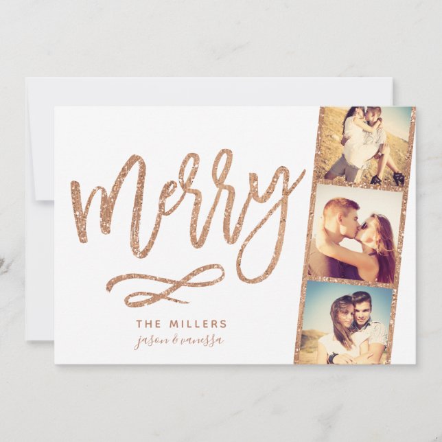 Cartes Pour Fêtes Annuelles Chic Merry Parties scintillant Photo Booth Film St (Devant)