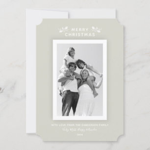 Cartes Pour Fêtes Annuelles Chic Minimal Beige Blanc Cadre de Noël Photocard