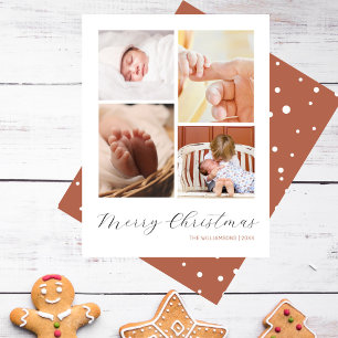 Cartes Pour Fêtes Annuelles Chic Minimalist 4 Photo Collage Joyeux Noël