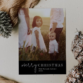 Cartes Pour Fêtes Annuelles Chic moderne | Black Merry Christmas Photo