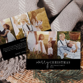 Cartes Pour Fêtes Annuelles Chic moderne | Black Photo Collage Nouvelles de No