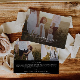 Cartes Pour Fêtes Annuelles Chic moderne | Black Photo Overlay News de Noël
