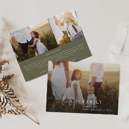 Cartes Pour Fêtes Annuelles Chic moderne | Green Photo Overlay Family News