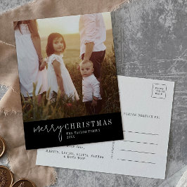 Cartes Pour Fêtes Annuelles Chic moderne | Noir Noël photo année en revue