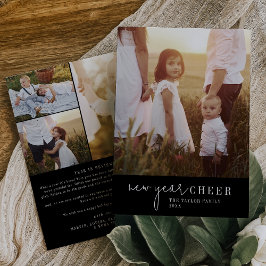 Cartes Pour Fêtes Annuelles Chic moderne | Nouvel an noir photo année revue