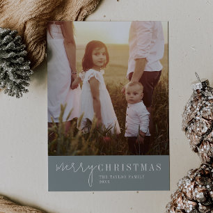 Cartes Pour Fêtes Annuelles Chic moderne Seafoam Joyeux Noël Photo