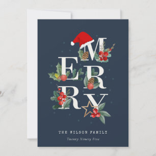 Cartes Pour Fêtes Annuelles Chic Navy Rouge Vert Blanc Joyeux Noël Folio