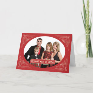 Cartes Pour Fêtes Annuelles Chic Noël Art Déco Cadre Rouge Photo personnalisée